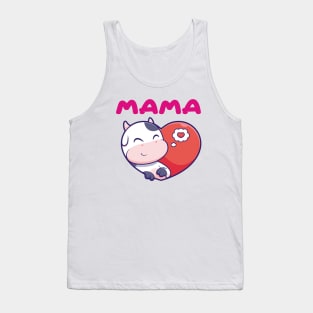 cute cow love heart Mama Tank Top